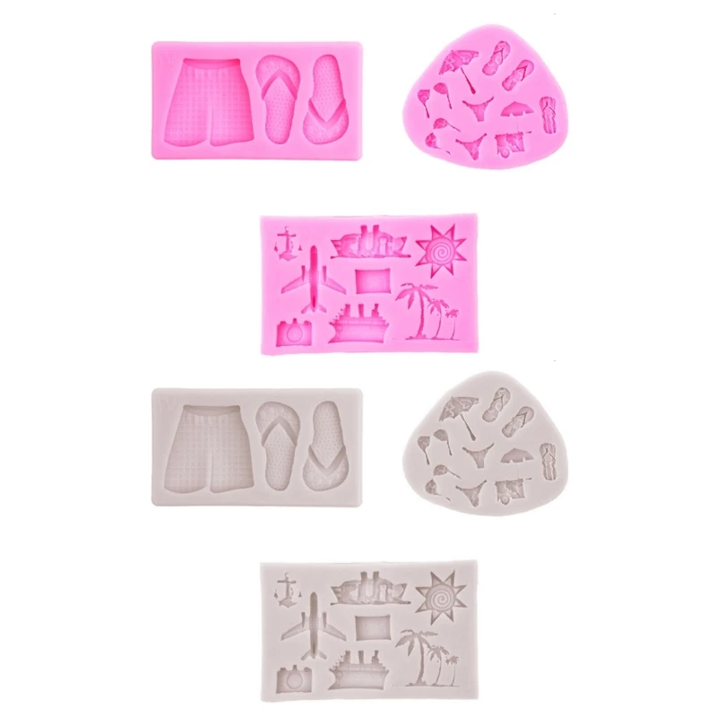 

3 Pcs Summer Beach Theme Silicone Mold Fondant Cake Mold DIY Baking Tool for Making Chocolate, Candy, Soap Nonstick DropShip