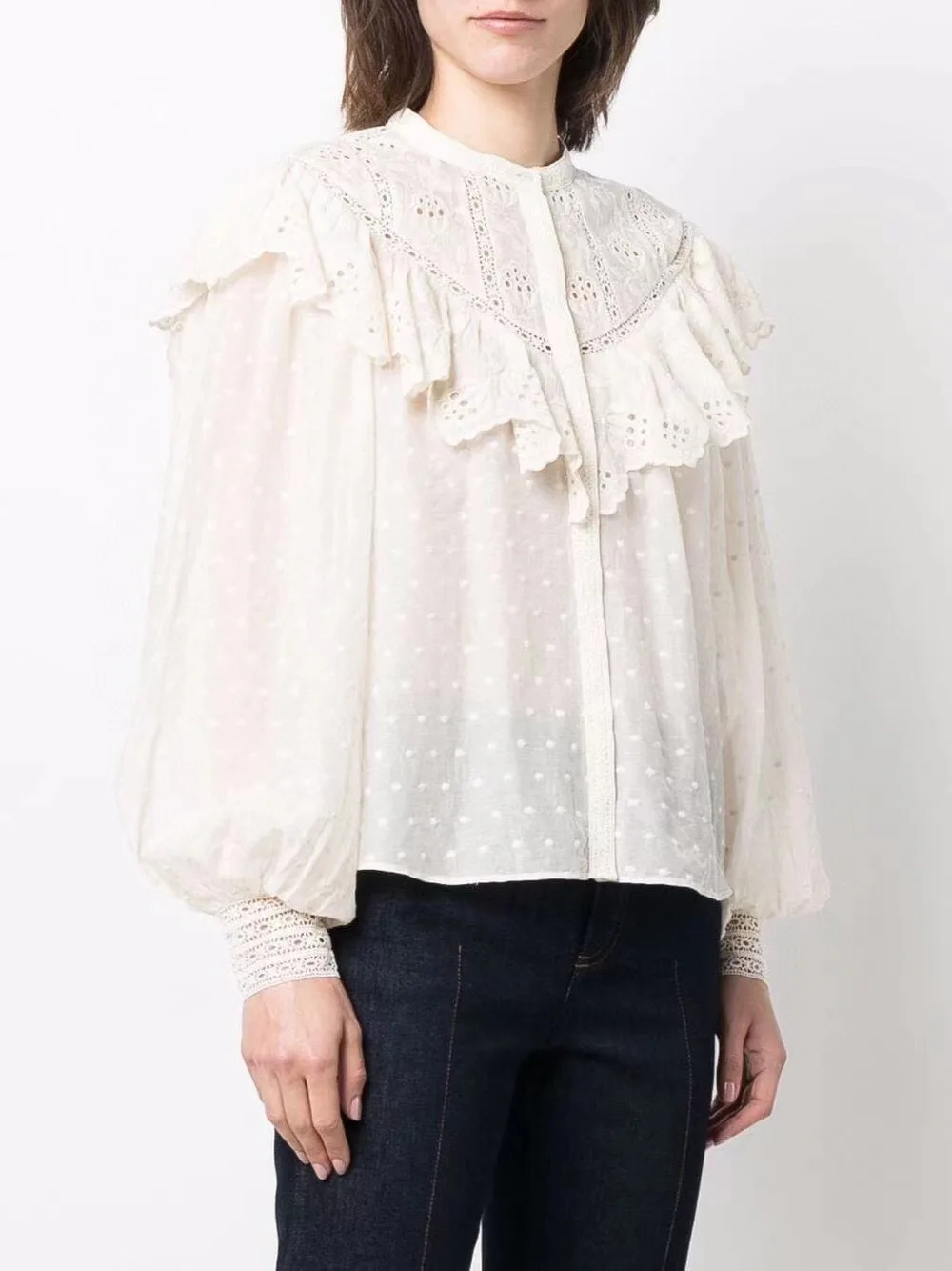 UllaJ0hnson Autumn Women Blouse Shirt Cotton Stand Collar Full Lantern Sleeve Ruffles Embroidery Loose Casual
UllaJ0hnson Autumn Women Blouse Shirt Cotton Stand Collar Full Lantern Sleeve Ruffles Embroidery Loose Casual