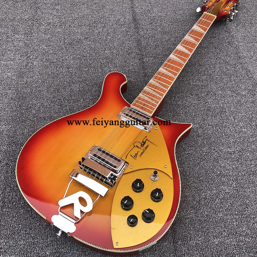 

Factory direct sales Rickon 660 electric guitar 12 strings sunset paint neck through the body golden guard postage.