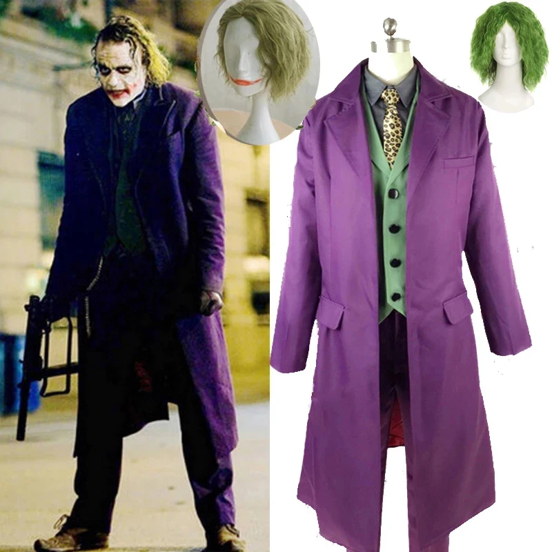The Dark Knight Joker Cosplay Costume Movie Joker Heath Ledger Cosplay Suit Purple Jacket Uniform Blue Wig Mask For Adult
The Dark Knight Joker Cosplay Costume Movie Joker Heath Ledger Cosplay Suit Purple Jacket Uniform Blue Wig Mask For Adult