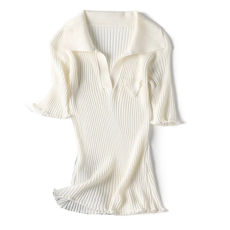 French Thin Pit Rosewat Short-sleeved Pearl Wool Knit Shirt Ladies New Bottoming Shirt
French Thin Pit Rosewat Short-sleeved Pearl Wool Knit Shirt Ladies New Bottoming Shirt