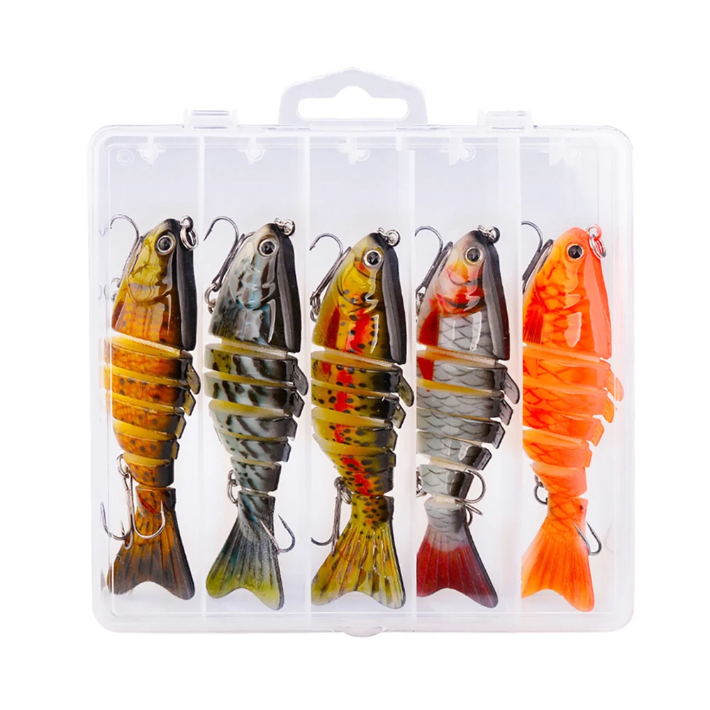 

Lifelike Lure Bait Fishing Lures For Bass Trout Perch 7-Jointed Swimbait Hard Bait Freshwater Saltwater Fishing 5pcs 10cm/15.5g
