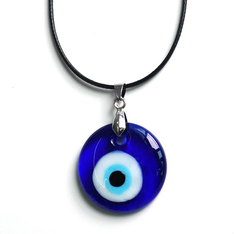 Vintage Glass Blue Evil Eye Necklace Round Turkish Eye Pendant Choker Necklace with Waxed Chain Choker Jewelry for Women Gift
Vintage Glass Blue Evil Eye Necklace Round Turkish Eye Pendant Choker Necklace with Waxed Chain Choker Jewelry for Women Gift