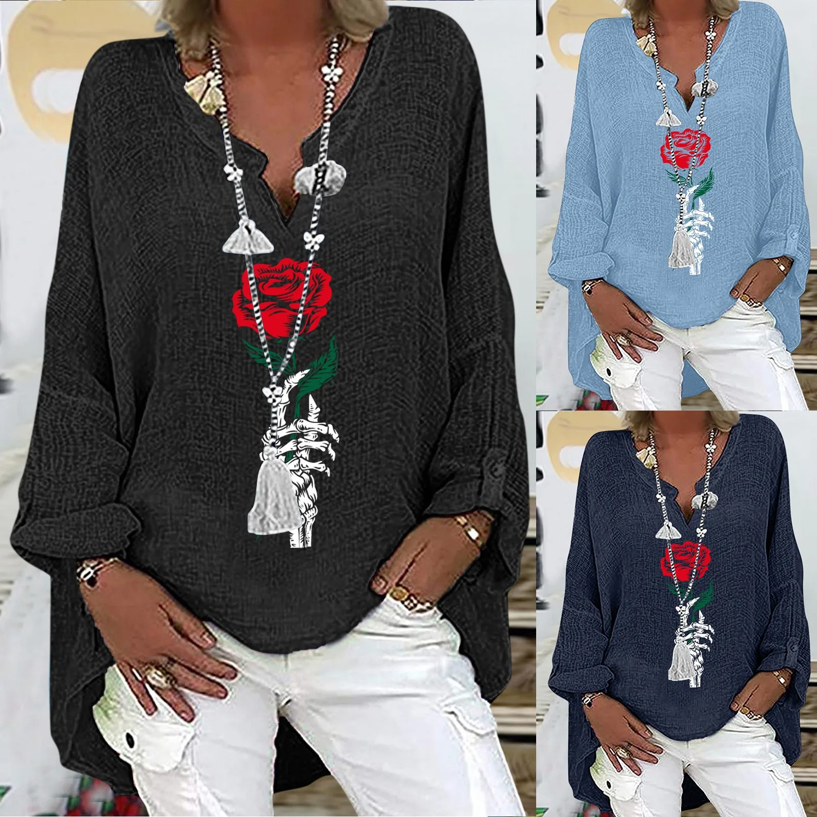 Womens Long Sleeve V Neck Skeleton Printed Irregular Hem Top Cotton Womens Shirts Layering Sweaters Women Light Button up Shirt
Womens Long Sleeve V Neck Skeleton Printed Irregular Hem Top Cotton Womens Shirts Layering Sweaters Women Light Button up Shirt