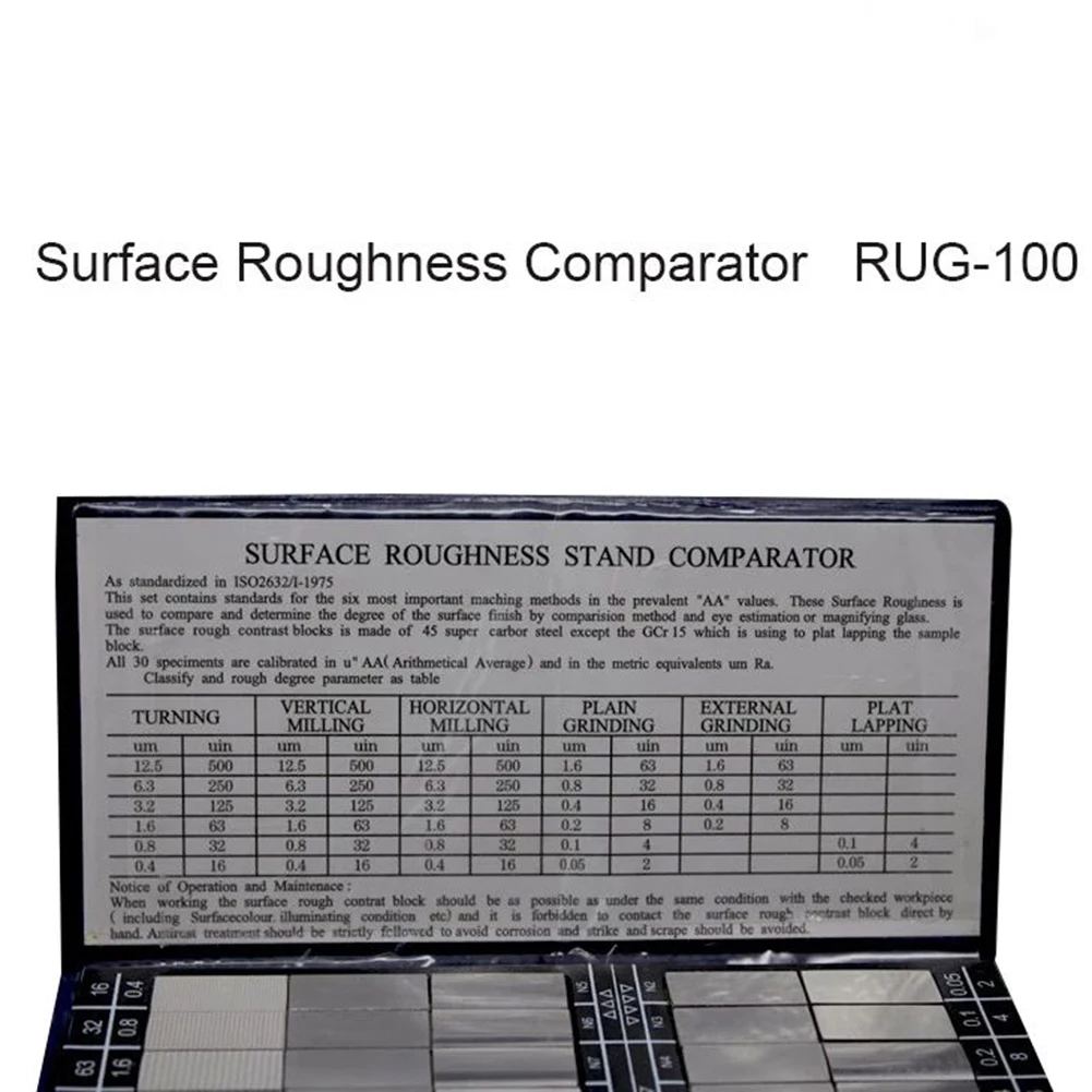 Roughness Sample Block 3 Flat Grinding 30pcs 6x3x3/8 Compare Conveniently Comparison Sample Block For Compare Test
Roughness Sample Block 3 Flat Grinding 30pcs 6x3x3/8 Compare Conveniently Comparison Sample Block For Compare Test