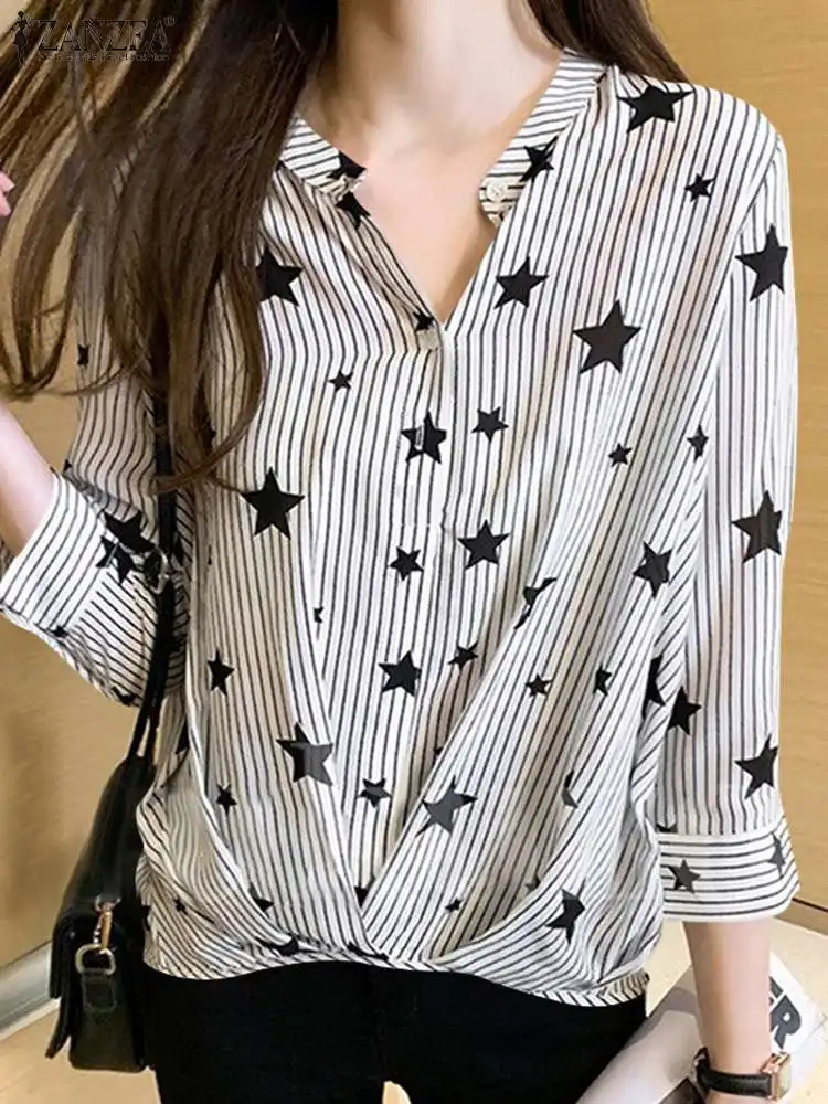 Women Office Work Shirts 2022 ZANZEA Fashion O Neck Party Shirts Vintage Printed Blouse Korean Style Blusas Femininas Oversized
Women Office Work Shirts 2022 ZANZEA Fashion O Neck Party Shirts Vintage Printed Blouse Korean Style Blusas Femininas Oversized