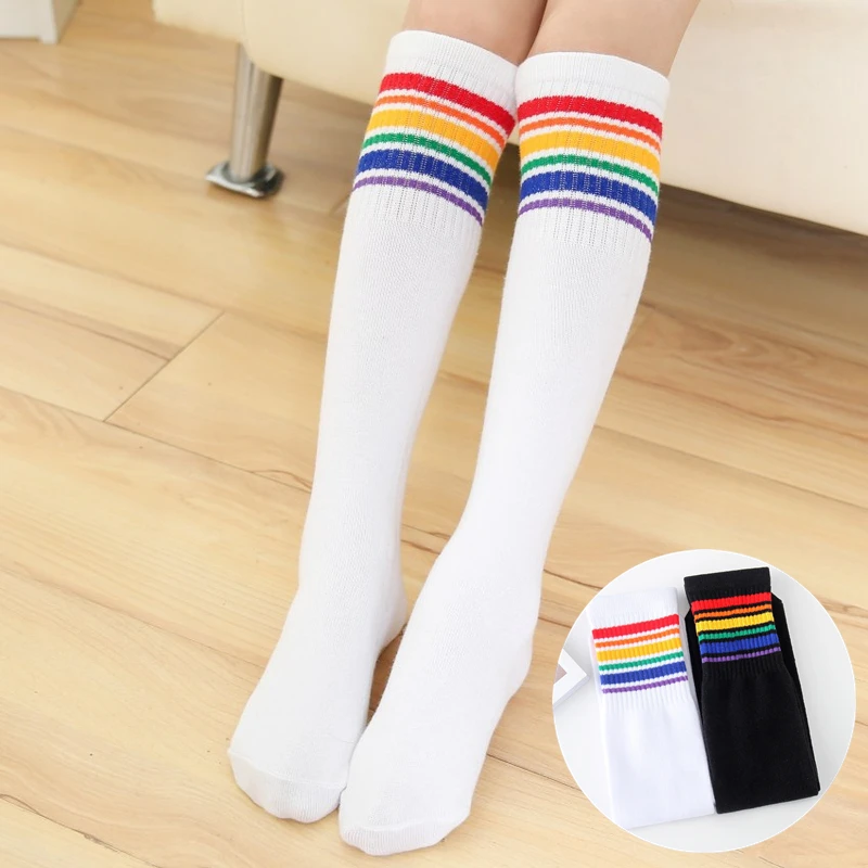 

Baby Girls Knee High Long Socks Korean Kids Boys Football Stripes Cotton Sports School Stockings Children Leg Warm Clothes Stuff