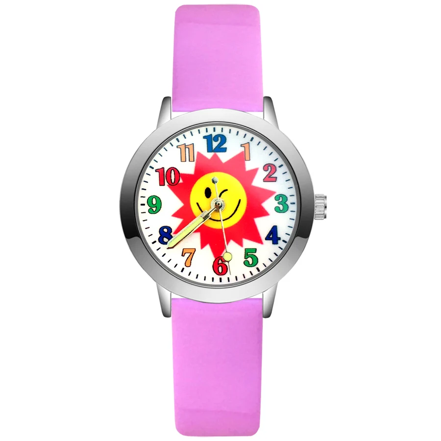 

Модные наручные часы с мультяшным цветочным рисунком для детей студентов девочек мальчиков кварцевые часы с кожаным нейлоновым ремешком JA