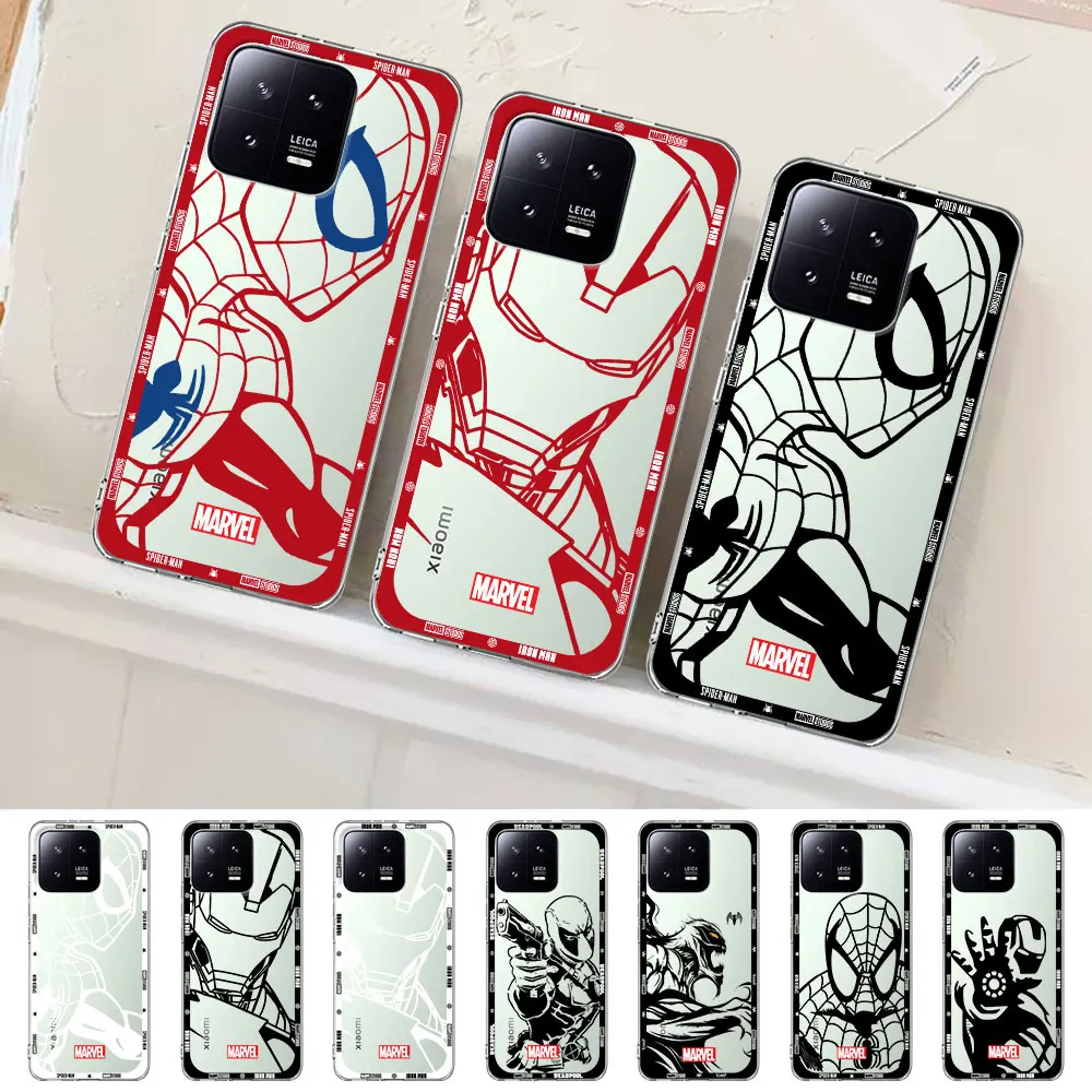 

Spider-Man Marvel Iron Man Case for Xiaomi Mi 13 12T 11 Ultra 12 11T 10T 9T Pro Note 10 9 A2 CC9 8 Lite 11i TPU TPU Phone Cover