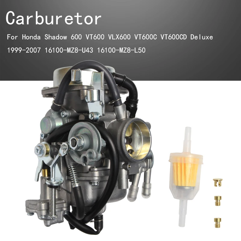 Карбюратор для Honda Shadow 600 VT600 VLX600 VT600C VT600CD Deluxe 1999-2007 16100-MZ8-U43 16100-MZ8-L50
Карбюратор для Honda Shadow 600 VT600 VLX600 VT600C VT600CD Deluxe 1999-2007 16100-MZ8-U43 16100-MZ8-L50