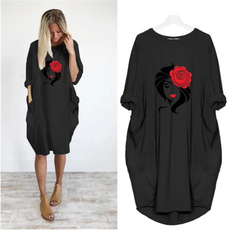 Women Autumn Dress 2022 Streetwear Loose Long Sleeve O Neck Casual Dresses Women Midi Dress Fashion Print Pocket Casual Clothes
Women Autumn Dress 2022 Streetwear Loose Long Sleeve O Neck Casual Dresses Women Midi Dress Fashion Print Pocket Casual Clothes