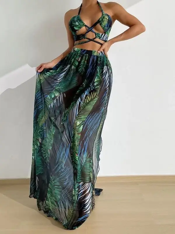 Longuette Three Piece Bikini Swimsuit Maxi Dress Tie-dyed Halter Women Swimwear Bikini Set 2023 Summer Beach Bathing Suit
Longuette Three Piece Bikini Swimsuit Maxi Dress Tie-dyed Halter Women Swimwear Bikini Set 2023 Summer Beach Bathing Suit
