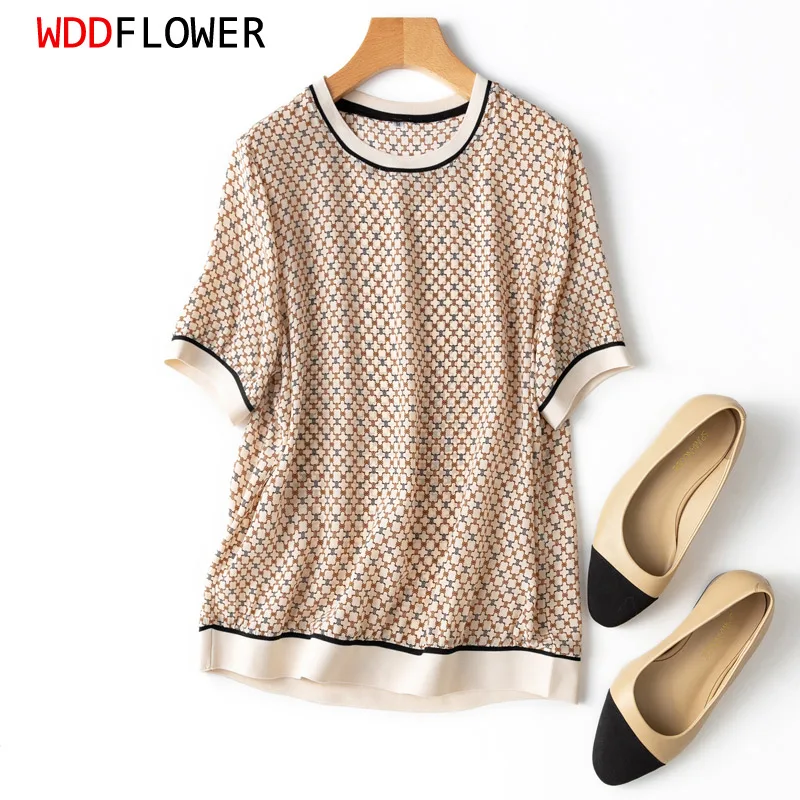 Women's 100% Natural Mulberry Silk Top Shirt Blouse Crew Neck short sleeves Beige Frinted M L XL MM8170
Women's 100% Natural Mulberry Silk Top Shirt Blouse Crew Neck short sleeves Beige Frinted M L XL MM8170