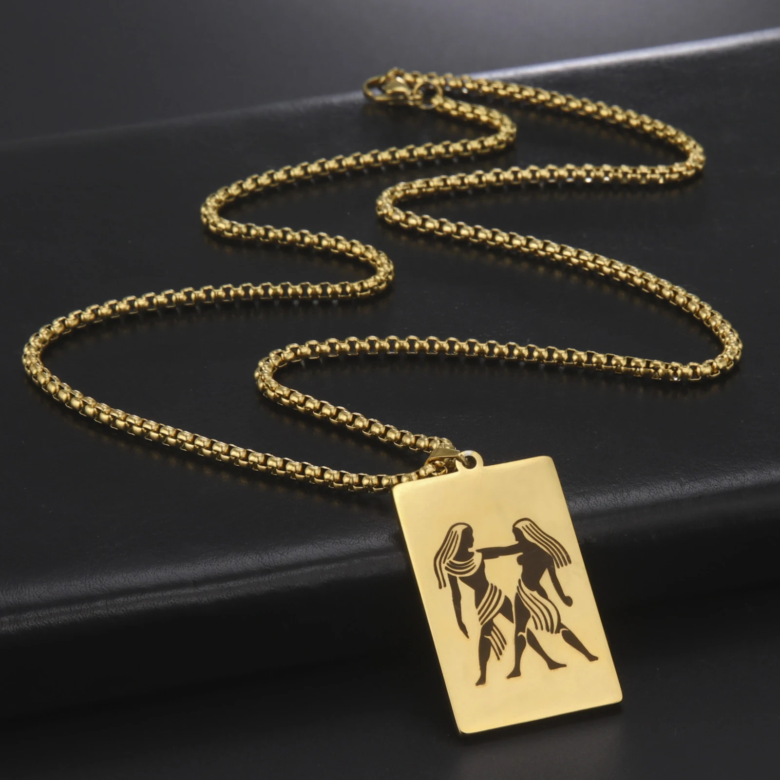 Ожерелье золотого цвета с 12 знаками Зодиака винтажное ожерелье из нержавеющей