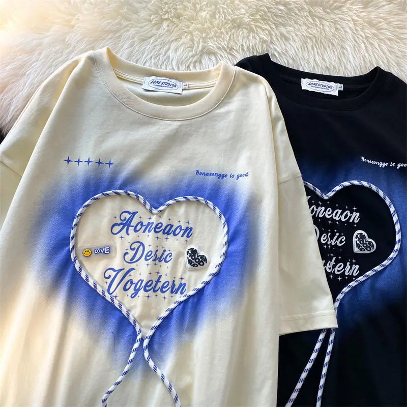 Gradient 3D Striped Heart Shape Cute T Shirts Women Hip Hop Streetwear Kawaii Tops Short Sleeve Summer Tee Harajuku Graphic Tees
Gradient 3D Striped Heart Shape Cute T Shirts Women Hip Hop Streetwear Kawaii Tops Short Sleeve Summer Tee Harajuku Graphic Tees