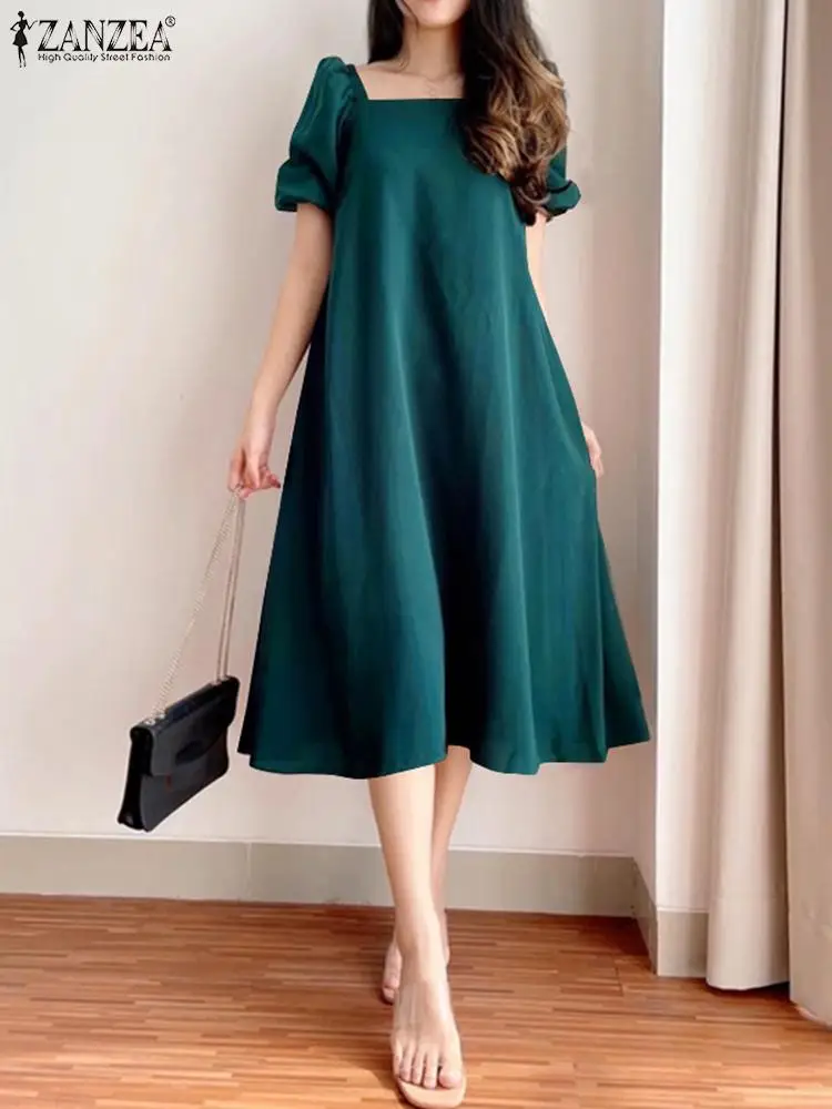 ZANZEA Leisure Short Puff Sleeve Vestidos Women Korean Fashion Sqaure Neck Party Smock Dresses A-line Solid Elegant Midi Dress
ZANZEA Leisure Short Puff Sleeve Vestidos Women Korean Fashion Sqaure Neck Party Smock Dresses A-line Solid Elegant Midi Dress