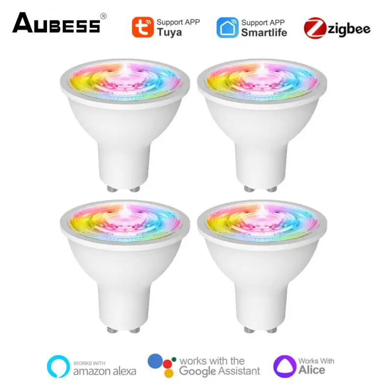 

TUYA Zigbee Smart GU10 Light Bulb Spotlight RGB+CCT 90-240V 5W Dimmable 36° Beam Angle Work With Alexa Google Home Yandex Alice