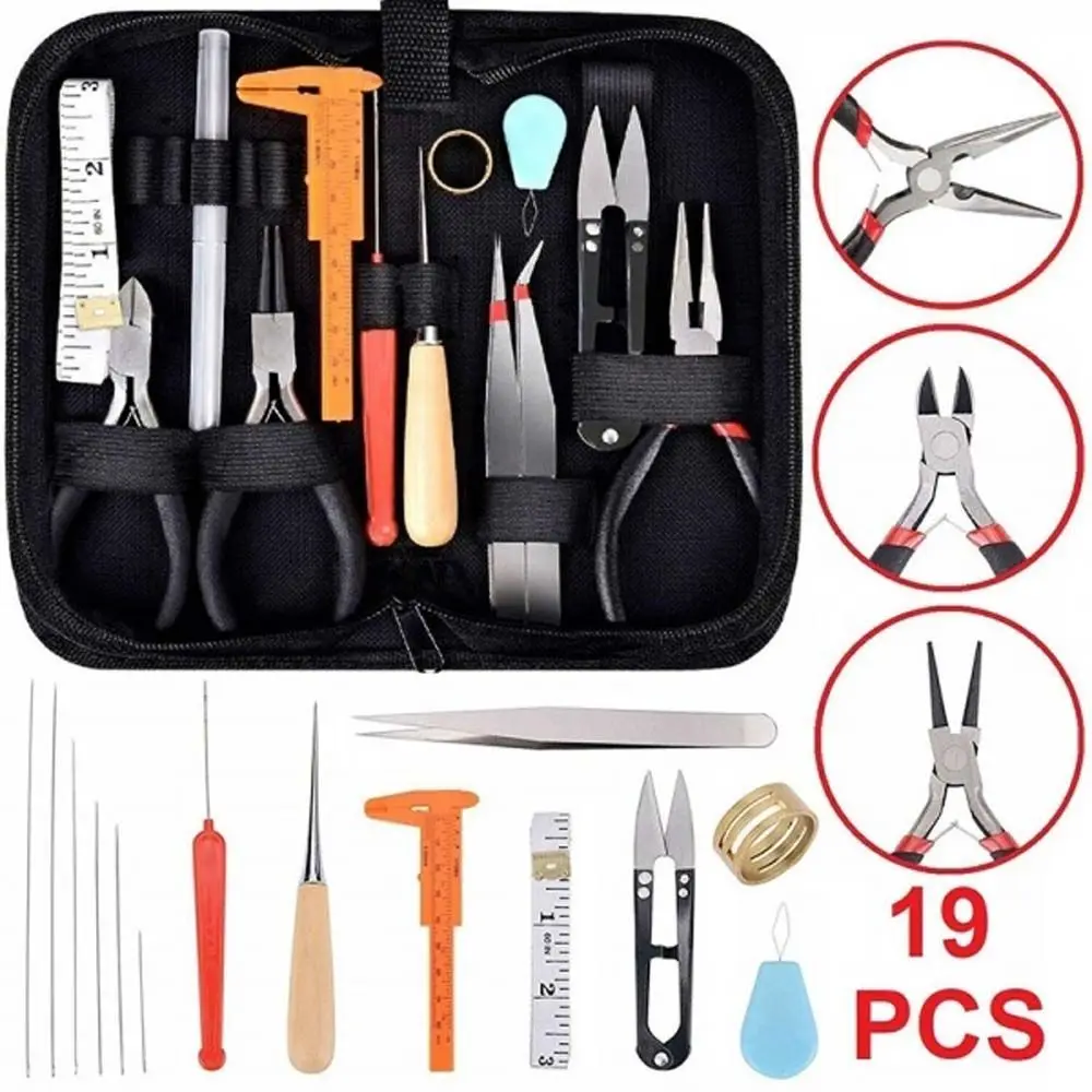 19Pcs Black Bag Casting Handmade Craft Jewelry Making Kit Jewelry Findings Pliers Supplies Jewelry Repair Tools Set
19Pcs Black Bag Casting Handmade Craft Jewelry Making Kit Jewelry Findings Pliers Supplies Jewelry Repair Tools Set