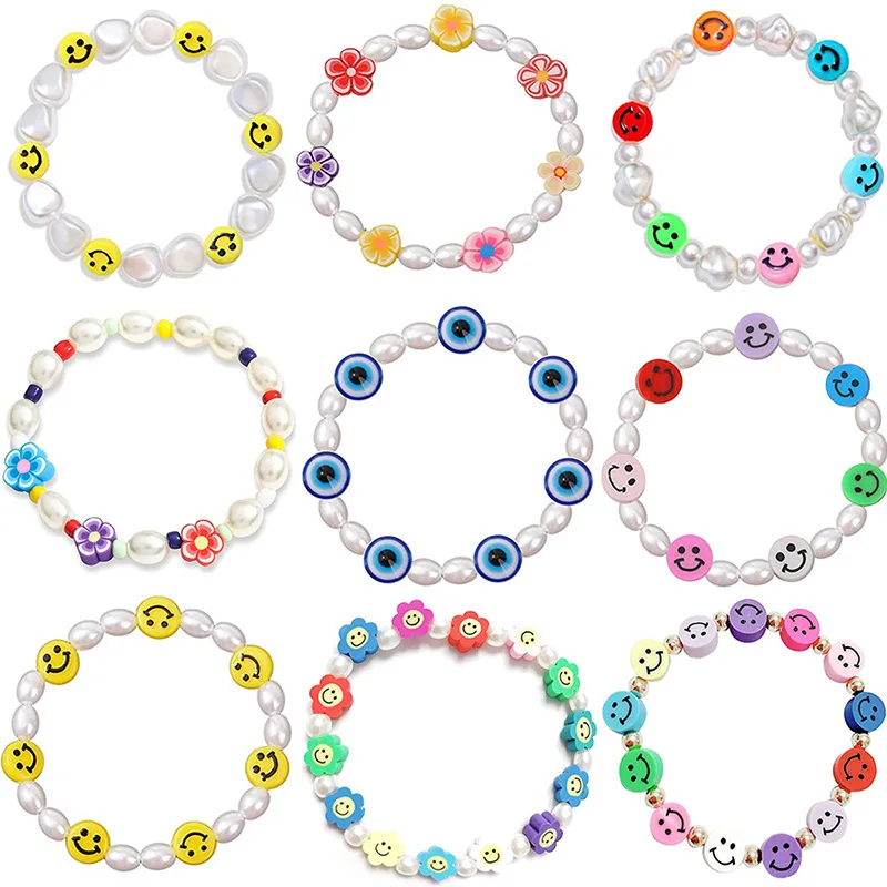 XIPPOSS Soft Pottery Imitation Pearl Bracelet Bead Bracelet Colorful Small Flower Eyes Smiley Handmade Bracelet
XIPPOSS Soft Pottery Imitation Pearl Bracelet Bead Bracelet Colorful Small Flower Eyes Smiley Handmade Bracelet