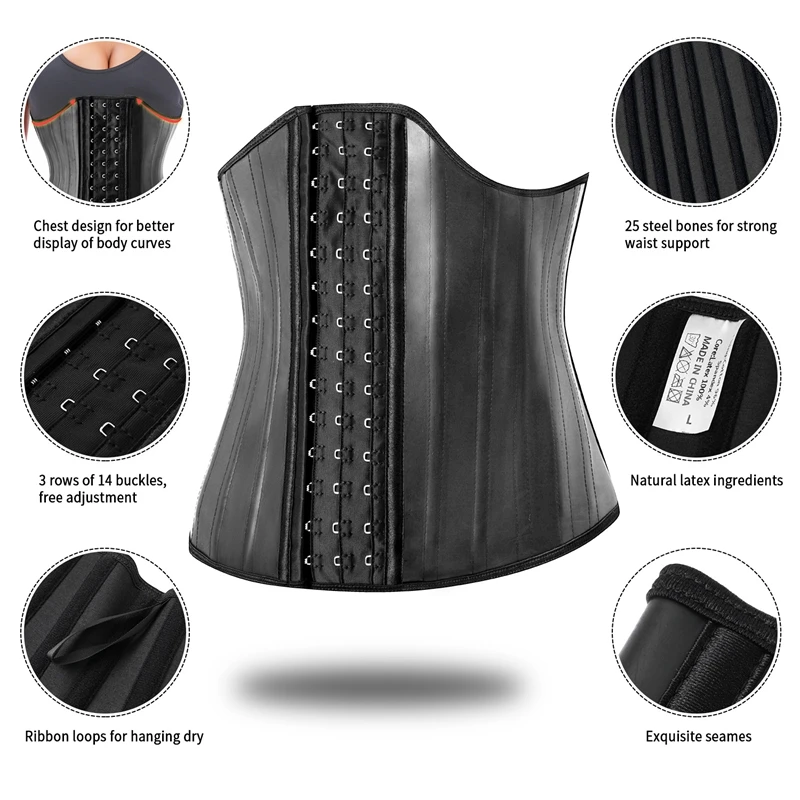 Latex Corsets Women Waist Trainer Body Curve Shaper 25 Steel Bone Belly Slimming Sheath Colombian Fajas Shapewear Modeling Strap
Latex Corsets Women Waist Trainer Body Curve Shaper 25 Steel Bone Belly Slimming Sheath Colombian Fajas Shapewear Modeling Strap
