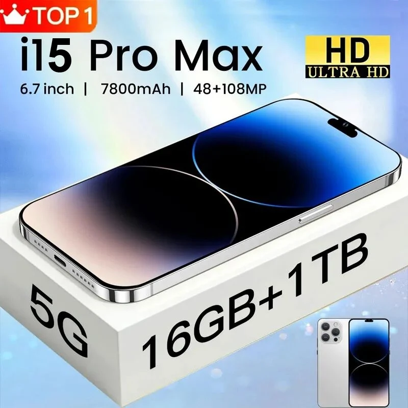 2023 Global Version 6.7 Inch I15 Pro Max Original Smartphone Face ID Full Screen 16G+1TB 5G Cell Phone 7800mAh Mobile Phones
2023 Global Version 6.7 Inch I15 Pro Max Original Smartphone Face ID Full Screen 16G+1TB 5G Cell Phone 7800mAh Mobile Phones