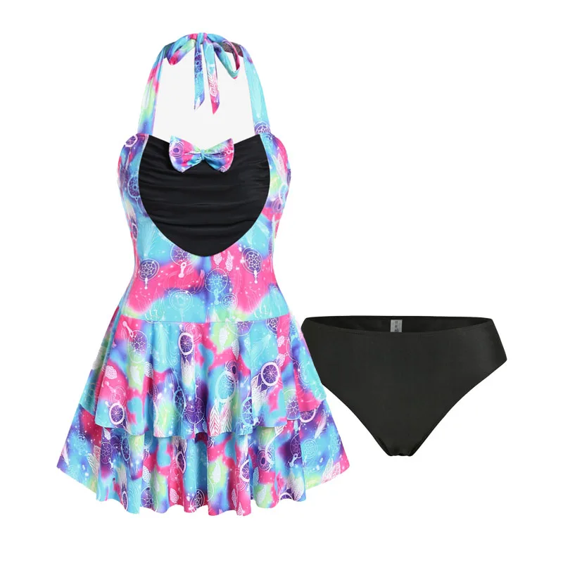 ROSEGAL Plus Size Two Piece Swimwears Tie Dye Print Halter Bowknot Layered Tankini Top And Briefs Swimsuit Women Bathing Suits
ROSEGAL Plus Size Two Piece Swimwears Tie Dye Print Halter Bowknot Layered Tankini Top And Briefs Swimsuit Women Bathing Suits