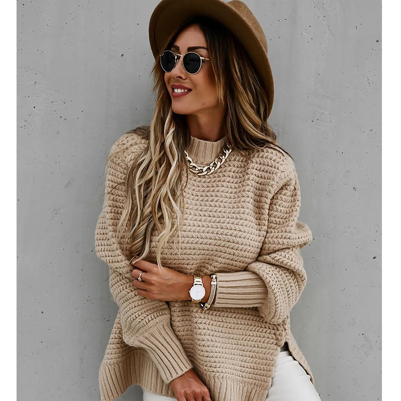 Winter European and American Temperament Commuter Women's Half-high Collar Solid Color Loose Knit Sweater S-XL Size
Winter European and American Temperament Commuter Women's Half-high Collar Solid Color Loose Knit Sweater S-XL Size