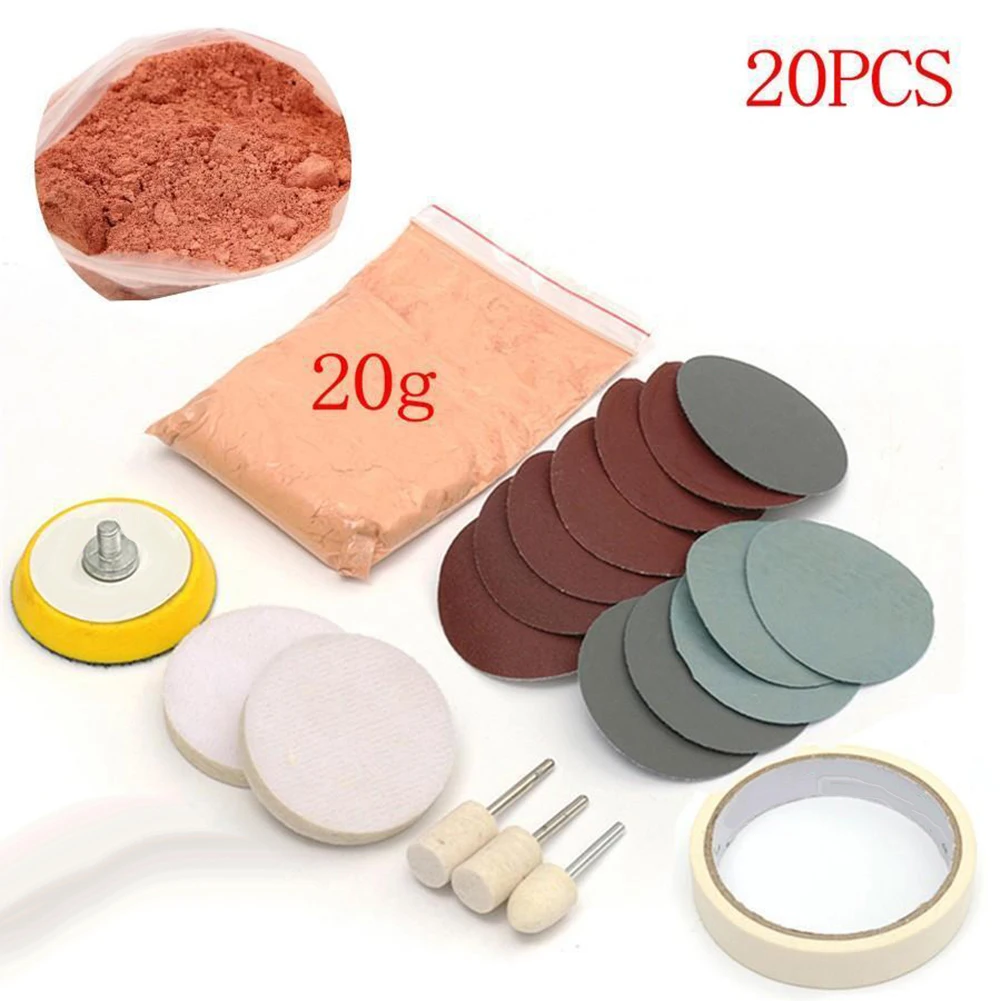 20Pcs/Set 20g Cerium Oxide Powder Crystal Car Scratch Repair Kit Cleaning Scratch Removal Polishing Backing Pad
20Pcs/Set 20g Cerium Oxide Powder Crystal Car Scratch Repair Kit Cleaning Scratch Removal Polishing Backing Pad