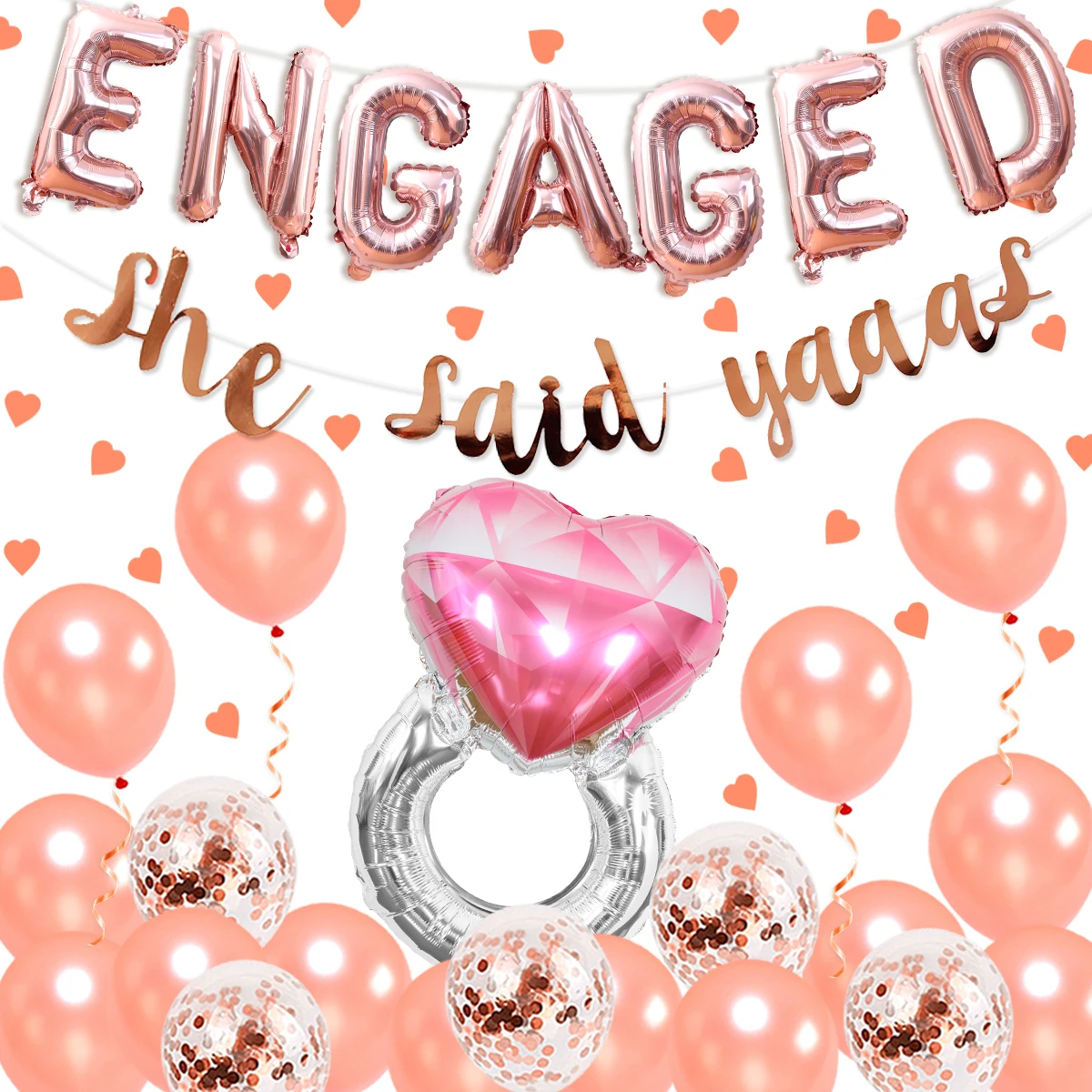 JOYMEMO Rose Gold Engagement Party Decorations She Said Yaaas Banner Ring Balloon Wedding Hen Bachelorette Party Decor Supplies
JOYMEMO Rose Gold Engagement Party Decorations She Said Yaaas Banner Ring Balloon Wedding Hen Bachelorette Party Decor Supplies
