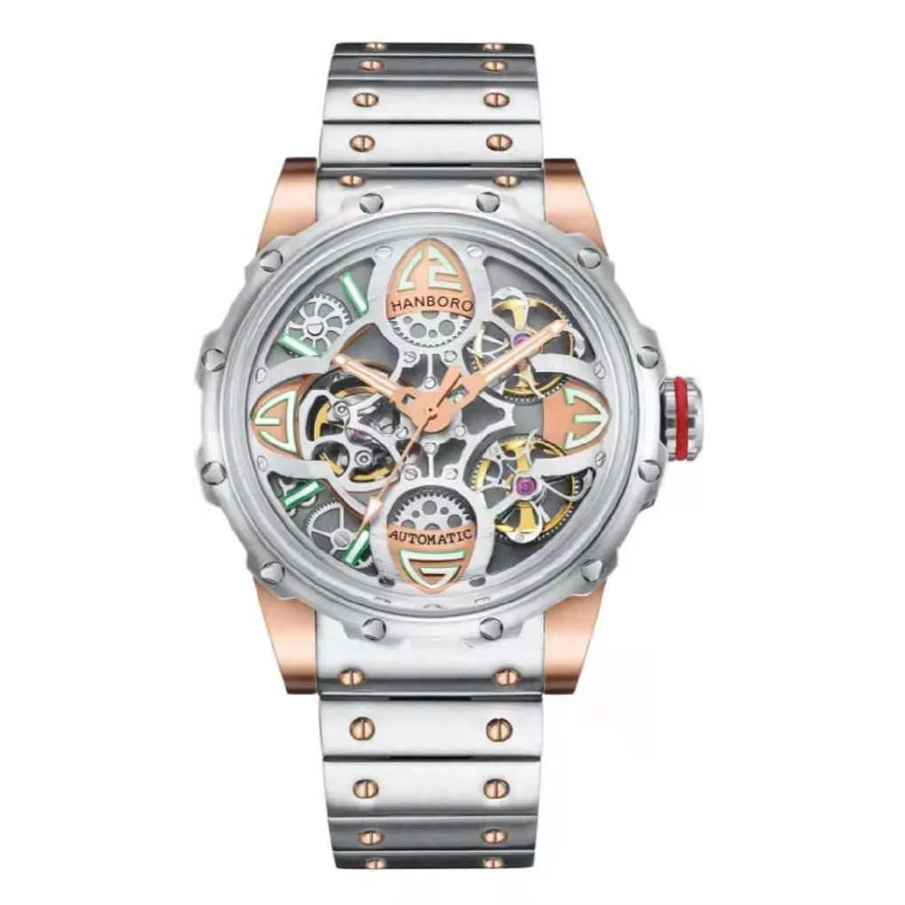 HANBORO new Wristwatch flywheel full-automatic mechanical watch luminous skeleton hollow fashion business steel band MAN Watch
HANBORO new Wristwatch flywheel full-automatic mechanical watch luminous skeleton hollow fashion business steel band MAN Watch