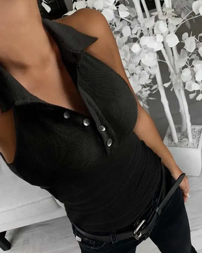 2023 Spring and Summer New Women's Casual Solid Button Front Sleeveless Rib Tank Top
2023 Spring and Summer New Women's Casual Solid Button Front Sleeveless Rib Tank Top