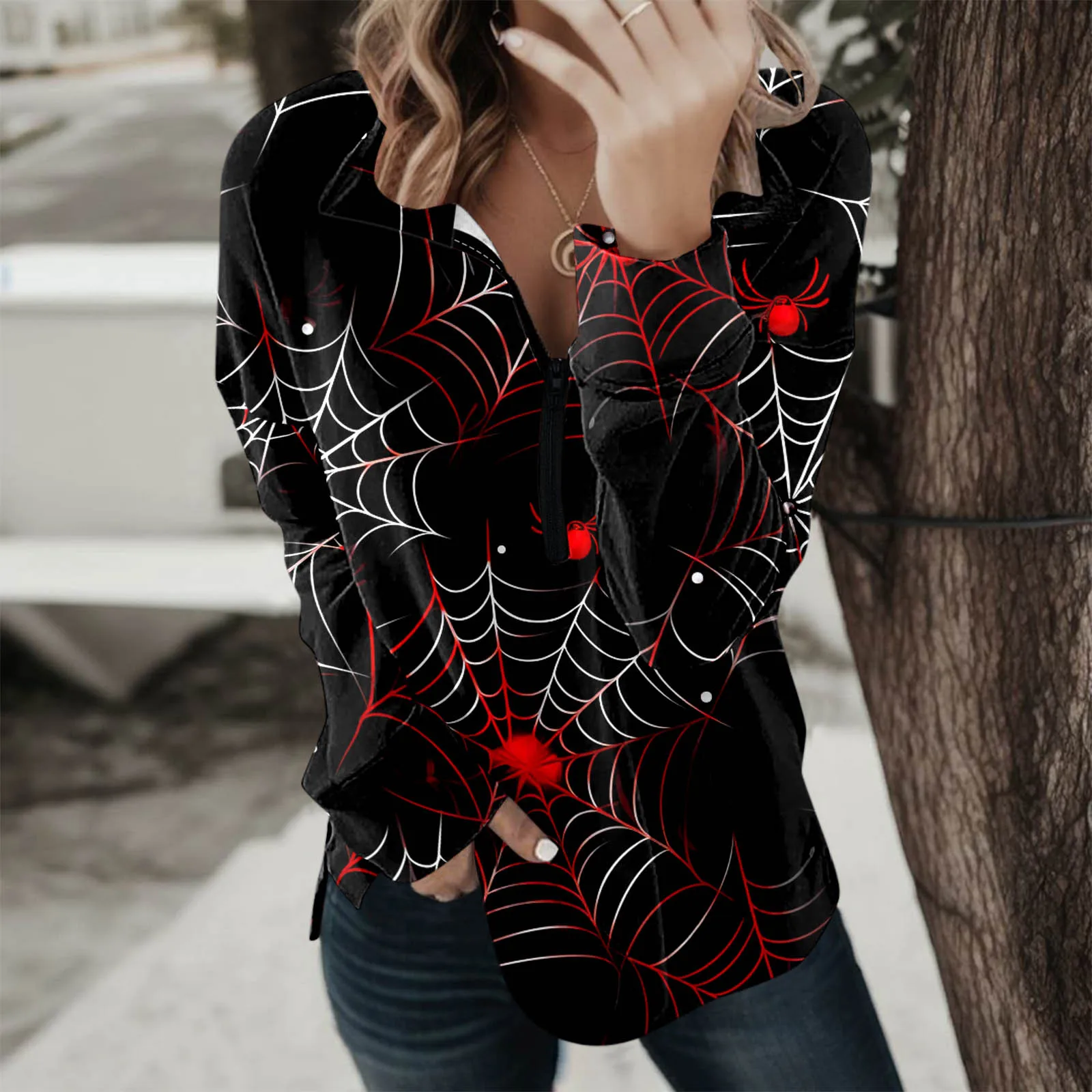 Women Pullover Halloween Print Loose Fit Sweatshirt Zip Up Long Sleeve Clothes Casual Pullover Tops Distressed Sweat Shirts
Women Pullover Halloween Print Loose Fit Sweatshirt Zip Up Long Sleeve Clothes Casual Pullover Tops Distressed Sweat Shirts
