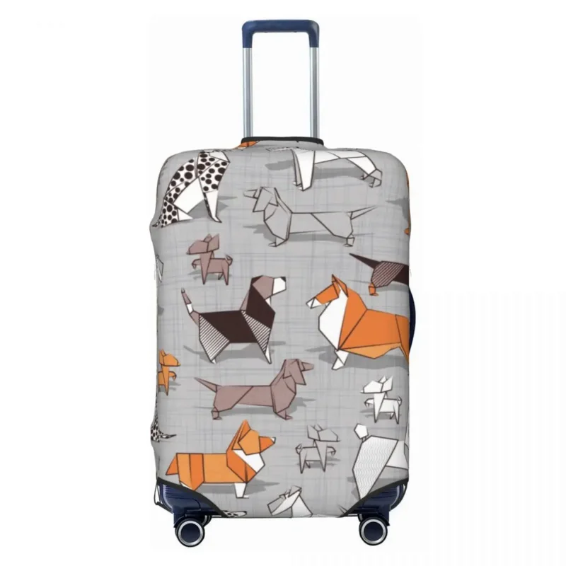 

Origami Doggie Friends Luggage Cover Elastic Dachshund Beagle Terrier Dog Travel Suitcase Protective Covers Fits 18-32 Inch