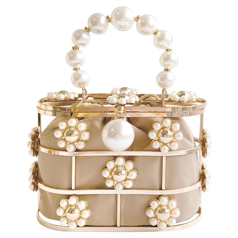 Luxury Pearl Basket Evening Clutch Bag Women Hollow Out Flowers Beaded Metallic Cage Clutch Korean Bucket Handbag Party Purse
Luxury Pearl Basket Evening Clutch Bag Women Hollow Out Flowers Beaded Metallic Cage Clutch Korean Bucket Handbag Party Purse