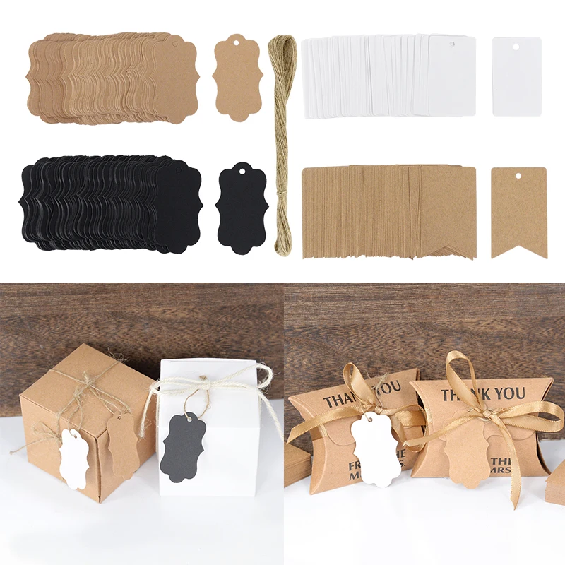100PCS Multi Style Blank White Black Kraft Paper Label Tags DIY Crafts Hang Tag with Rope Party Labels Gift Wrapping Supplies
100PCS Multi Style Blank White Black Kraft Paper Label Tags DIY Crafts Hang Tag with Rope Party Labels Gift Wrapping Supplies