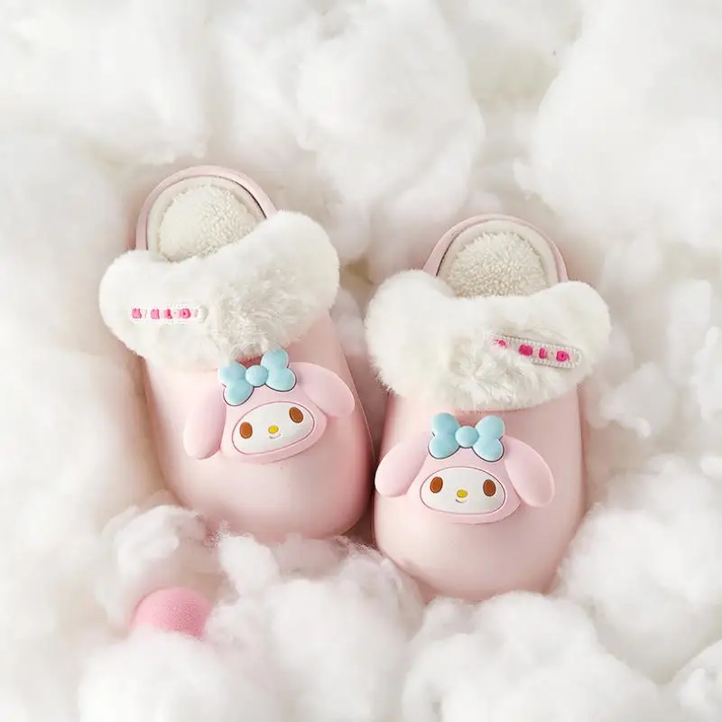 

Симпатичные хлопковые тапочки Sanrio My Melody Kuromi Cinnamoroll, Мультяшные милые тапочки для родителей и детей, домашняя обувь для девочек на Рождество