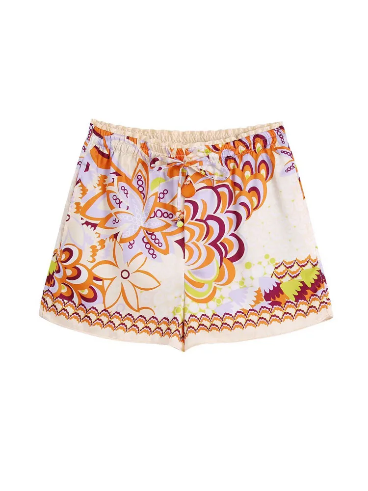 2022 Summer Women Shorts Vintage Print Elastic waist Drawstring Bow Tie Satin Female Fashion Loose Street Shorts Clothes
2022 Summer Women Shorts Vintage Print Elastic waist Drawstring Bow Tie Satin Female Fashion Loose Street Shorts Clothes