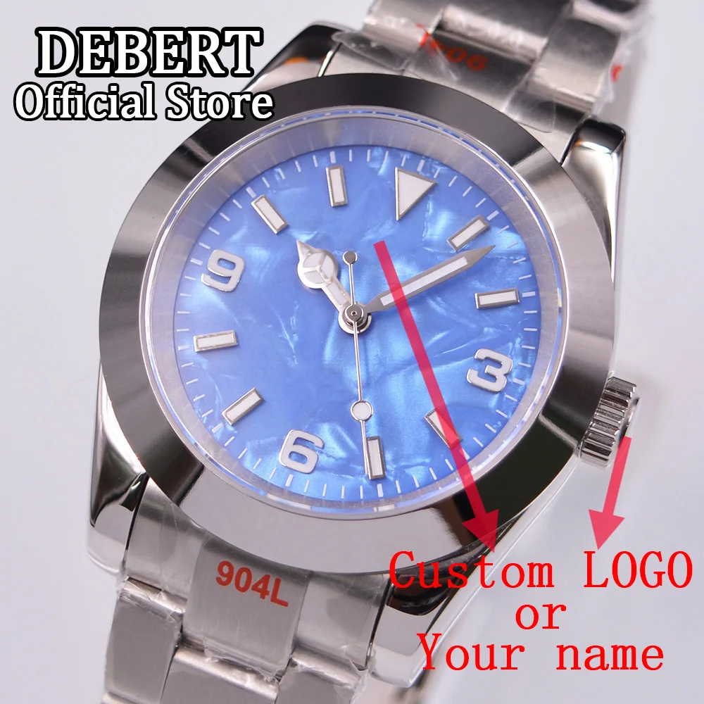 36mm /39mm DEBERT Custom logo blue Sterile dial JAPAN NH35a Movement Automatic Watch Sapphire Crystal Luminous Dial Man's Watch
36mm /39mm DEBERT Custom logo blue Sterile dial JAPAN NH35a Movement Automatic Watch Sapphire Crystal Luminous Dial Man's Watch