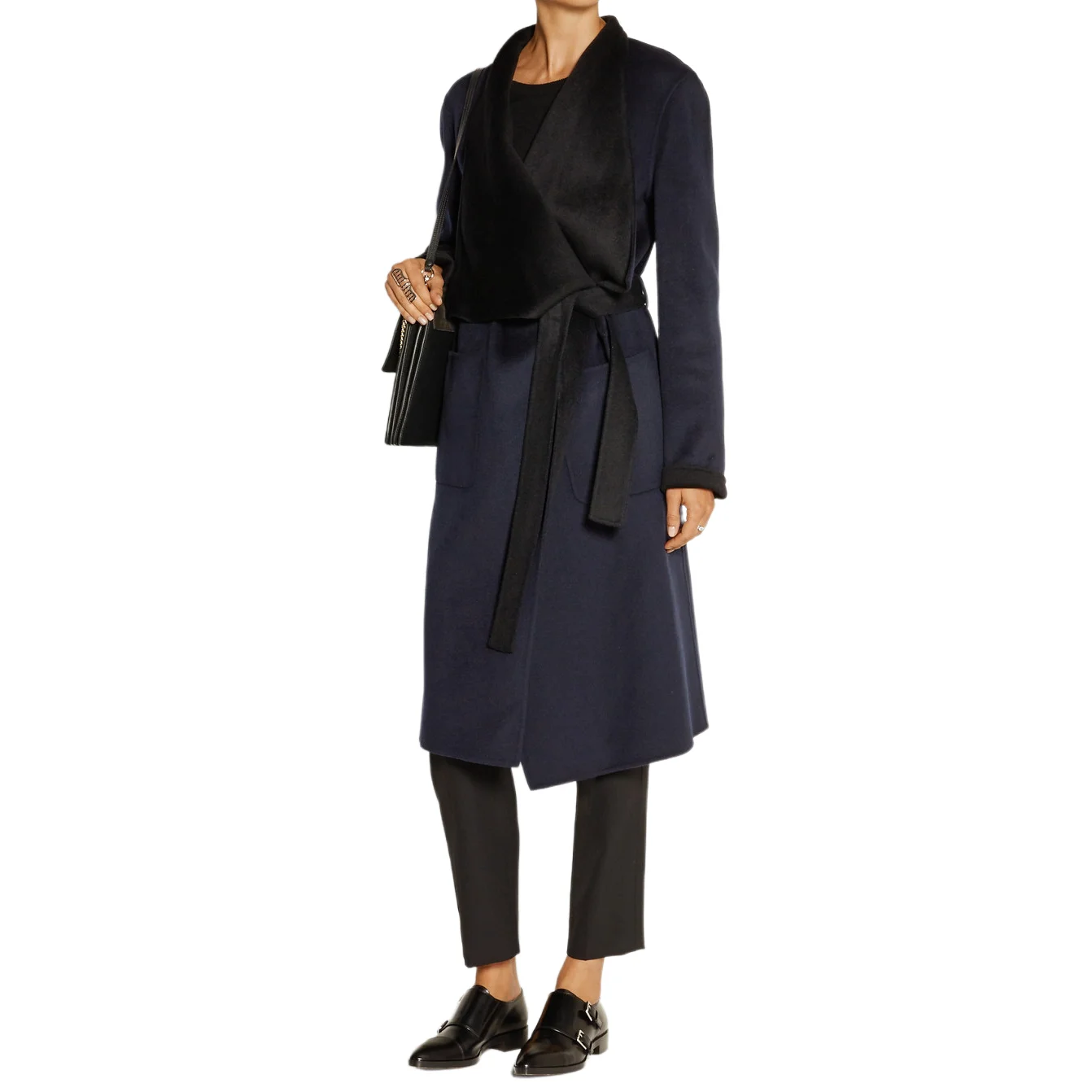 Women's Coats Simple Lapel Woolen Jacket Winter Navy Adjust Waist Wool Outerwear Elegant Casual V neck Women Overcoat Long Coat
Women's Coats Simple Lapel Woolen Jacket Winter Navy Adjust Waist Wool Outerwear Elegant Casual V neck Women Overcoat Long Coat