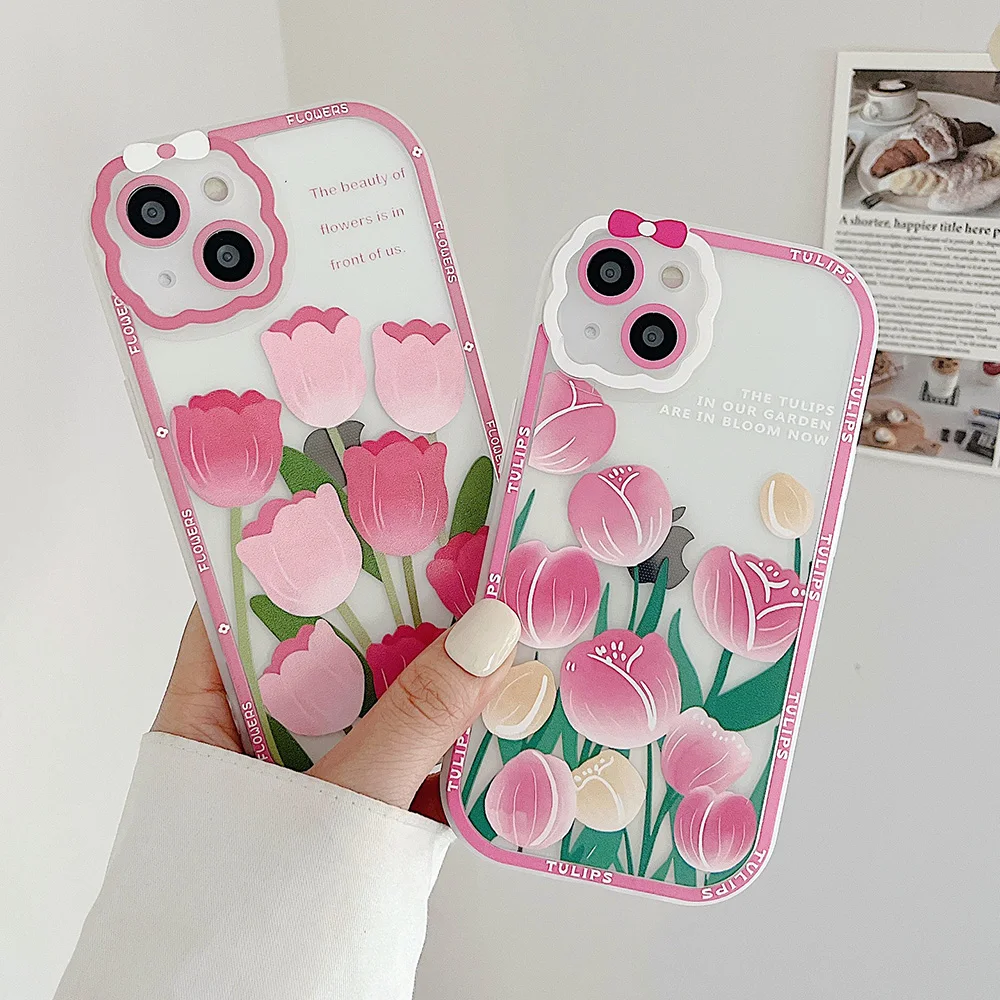 Cute Pink Tulips Floral Case for iPhone 11 12 13 14 X XS Pro Max Silicone Case Clear TPU Protective Phone Cover for Women Girls
Cute Pink Tulips Floral Case for iPhone 11 12 13 14 X XS Pro Max Silicone Case Clear TPU Protective Phone Cover for Women Girls