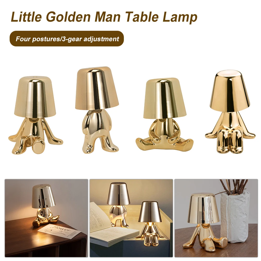 USB Rechargeable Cute Little Golden Man LED Night Lights Dimmable Table Desk Lamp Desktop Ornament Home Room Decor Hotel Decor
USB Rechargeable Cute Little Golden Man LED Night Lights Dimmable Table Desk Lamp Desktop Ornament Home Room Decor Hotel Decor