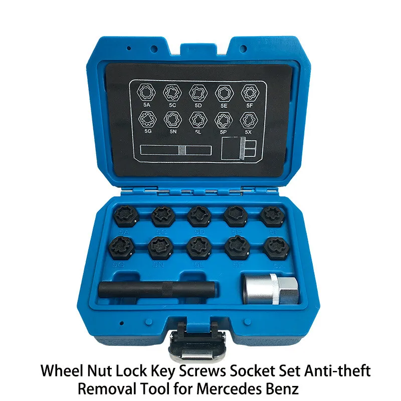 12pcs Car Wheel Nut Lock Key Screws Socket Set Anti-Theft Removal Tool Fits For Mercedes Benz S-Class Repair Tools
12pcs Car Wheel Nut Lock Key Screws Socket Set Anti-Theft Removal Tool Fits For Mercedes Benz S-Class Repair Tools
