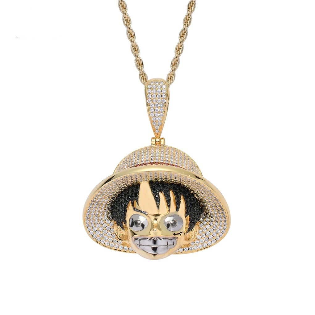 Hip Hop Pendant Cartoon Character Necklace Gold Color AAA Zircon Bling Fashion Jewelry Gift Necklace for Kids Men Women
Hip Hop Pendant Cartoon Character Necklace Gold Color AAA Zircon Bling Fashion Jewelry Gift Necklace for Kids Men Women
