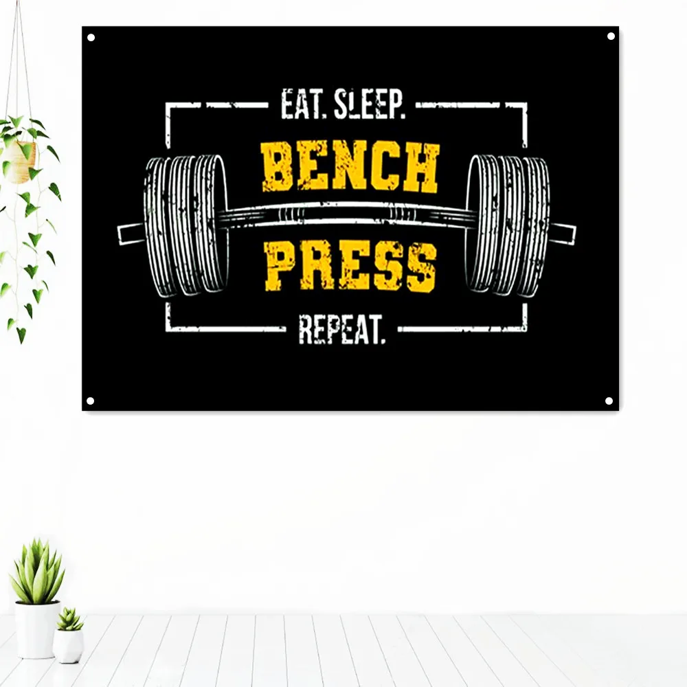 EAT. SLEEP BENCH PRESS REPEAT. Workout Motivational Poster Tapestry Wall Art Fitness Bodybuilding Exercise Banner Flag Gym Decor
EAT. SLEEP BENCH PRESS REPEAT. Workout Motivational Poster Tapestry Wall Art Fitness Bodybuilding Exercise Banner Flag Gym Decor