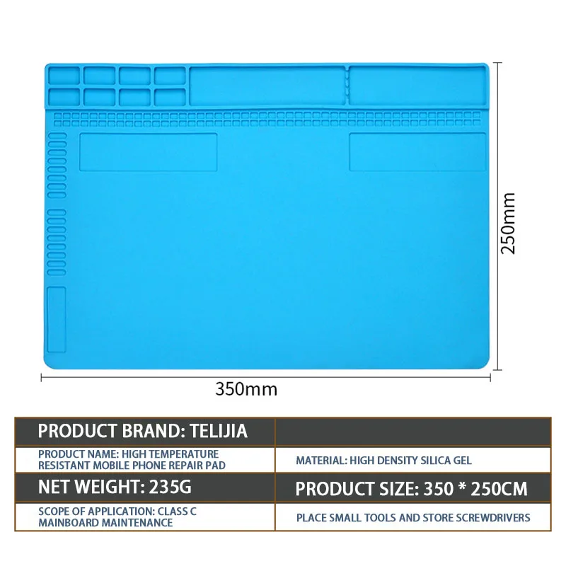 350x250mm Heat Insulation Repair Pad Heat-Resistant Soldering Station Mat Silicon Welding Soldering Maintenance Platform Work
350x250mm Heat Insulation Repair Pad Heat-Resistant Soldering Station Mat Silicon Welding Soldering Maintenance Platform Work