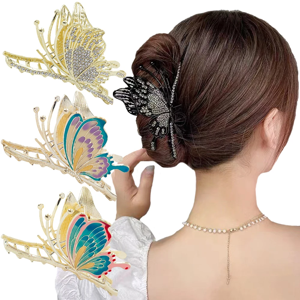 Korean Painted Butterfly Hair Claw Rhinestones Women Fashion Hair Clips Large Metal Crab Shark Barrette Female Hair Accessories
Korean Painted Butterfly Hair Claw Rhinestones Women Fashion Hair Clips Large Metal Crab Shark Barrette Female Hair Accessories