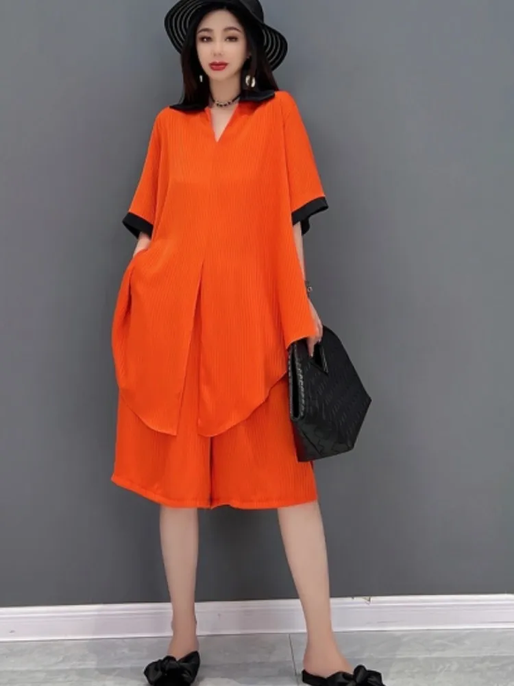 URIOR 2023 Summer New Fashion Orange and Black Shorts Set Casual Stripe Shirt + Shorts Loose Two Pieces for Women
URIOR 2023 Summer New Fashion Orange and Black Shorts Set Casual Stripe Shirt + Shorts Loose Two Pieces for Women