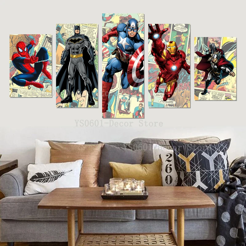 5 Pieces Marvel Comic Avengers Superhero Poster and Print Spiderman Iron Man Thor Canvas Painting Wall Art Living Room Decor
5 Pieces Marvel Comic Avengers Superhero Poster and Print Spiderman Iron Man Thor Canvas Painting Wall Art Living Room Decor