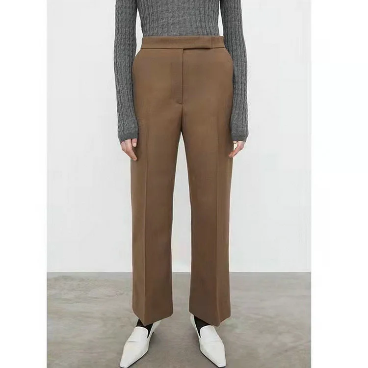 Tote** spring/fall women pants wool wide leg flare ankle length pocket pants high waist
Tote** spring/fall women pants wool wide leg flare ankle length pocket pants high waist