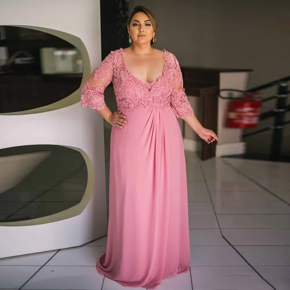 Chiffon Dresses for Weddings Woman Guest 3/4 Sleeves Beading Applique A Line Deep V Neck Floor Length Mother of the Bride Dress
Chiffon Dresses for Weddings Woman Guest 3/4 Sleeves Beading Applique A Line Deep V Neck Floor Length Mother of the Bride Dress